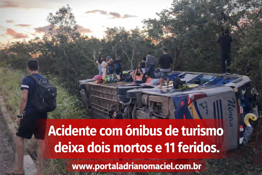 Acidente com ônibus de turismo deixa dois mortos e 11 feridos na BR-251, em Francisco Sá (MG)