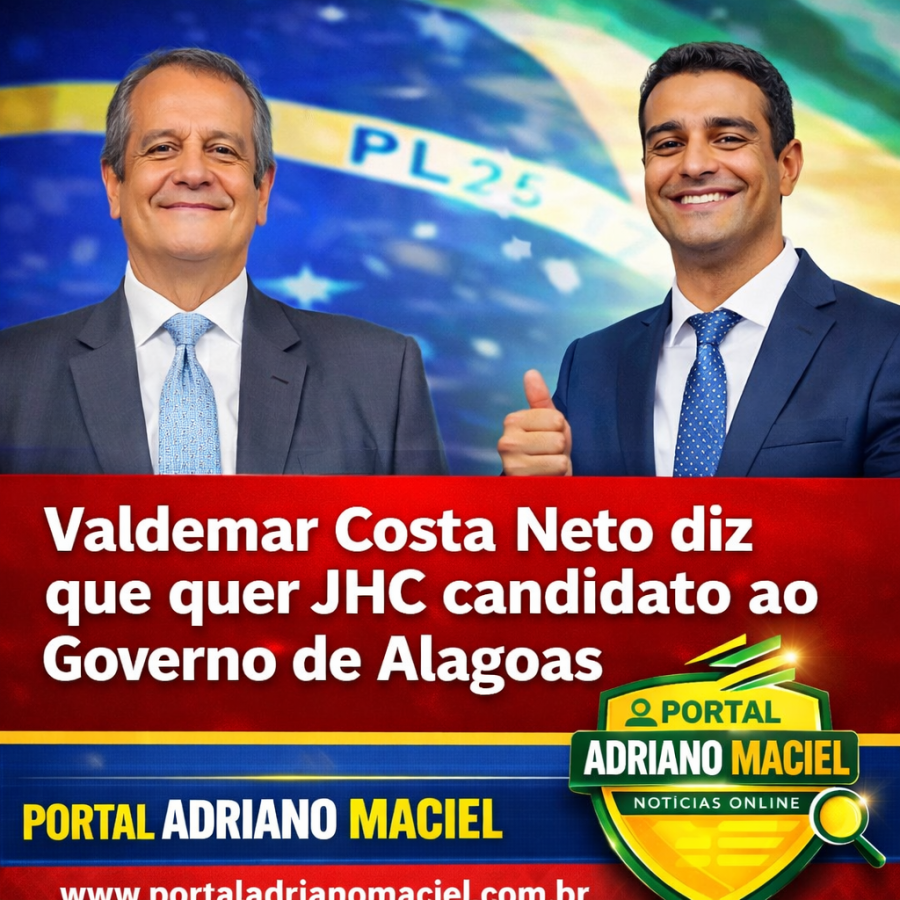 Valdemar Costa Neto diz que PL quer JHC candidato ao governo de AL e nega negociação para entregar partido.