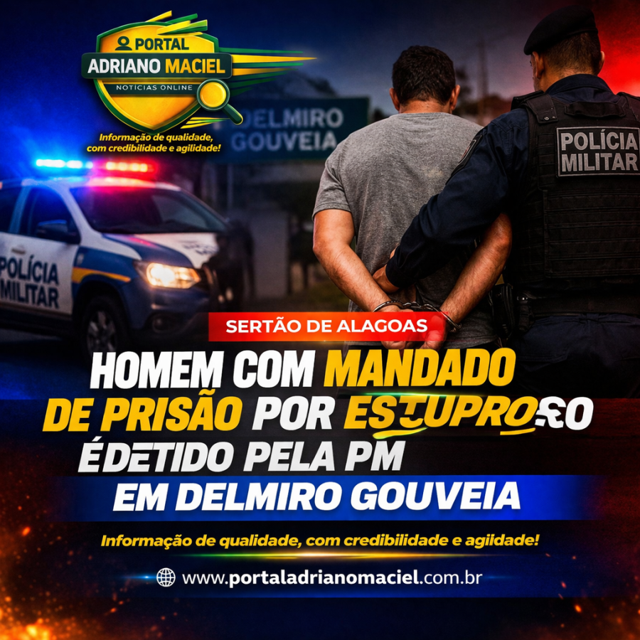 Homem com mandado de prisão por estupro é detido pela PM em Delmiro Gouveia