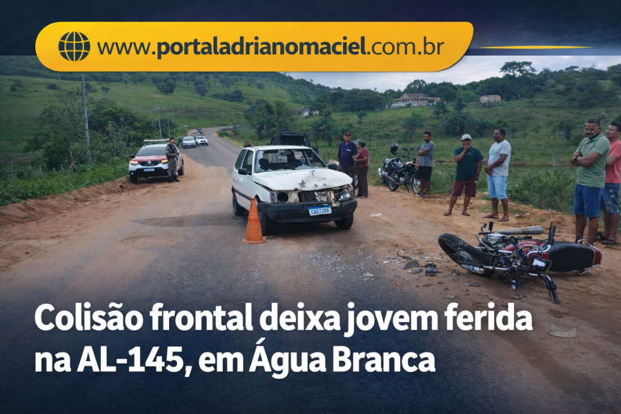 Colisão frontal deixa jovem ferida na AL-145, em Água Branca
