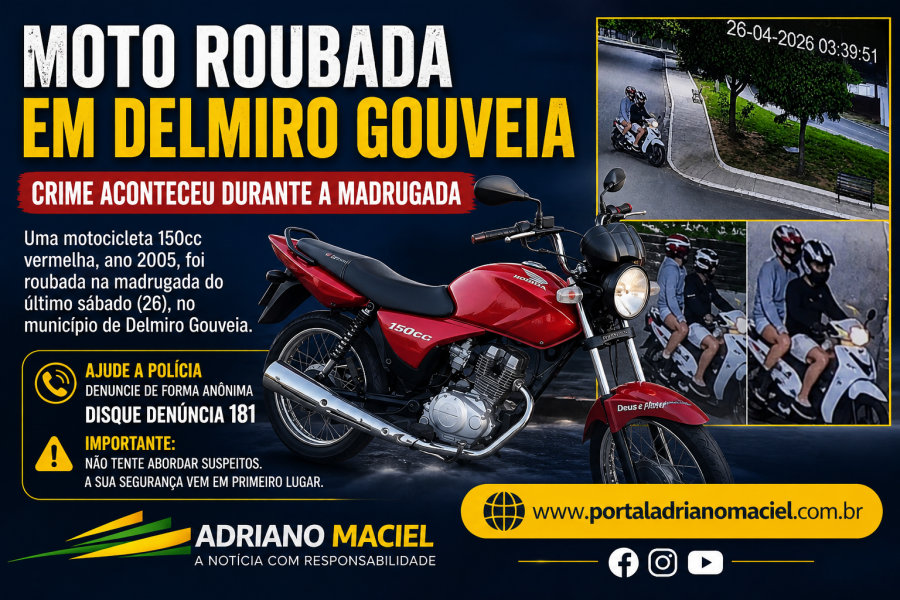 MOTO ROUBADA EM DELMIRO GOUVEIA: CRIME ACONTECEU DURANTE A MADRUGADA DO ÚLTIMO SÁBADO (26)