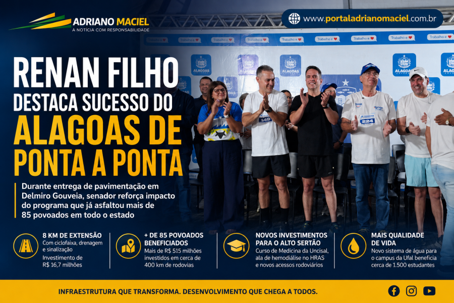 Renan Filho destaca impacto do Alagoas de Ponta a Ponta durante entrega de acesso ao povoado Caraíbas do Lino ao Distrito de Sinimbu.