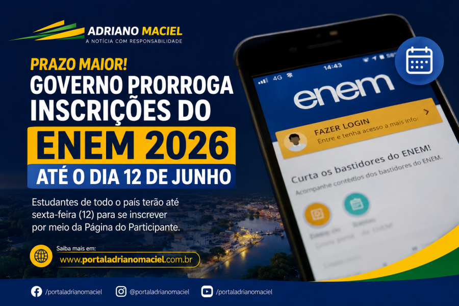 Ministério da Educação prorrogou prazo de inscrição do Enem 2026 até sexta-feira (12)