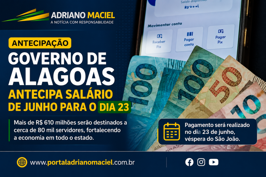 Governo de Alagoas antecipa salários de junho e injeta mais de R$ 610 milhões na economia do estado