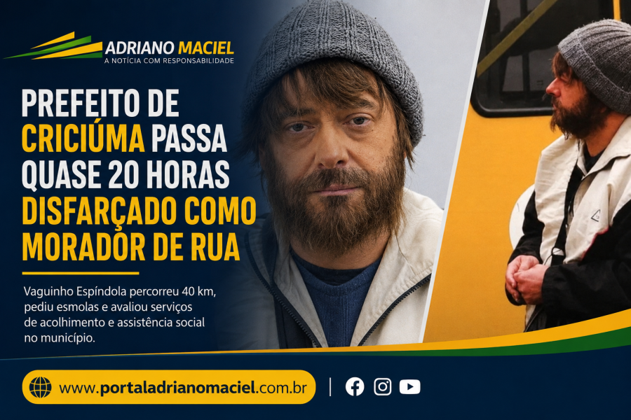Prefeito passa quase 20 horas disfarçado como morador de rua para avaliar serviços de acolhimento em Criciúma