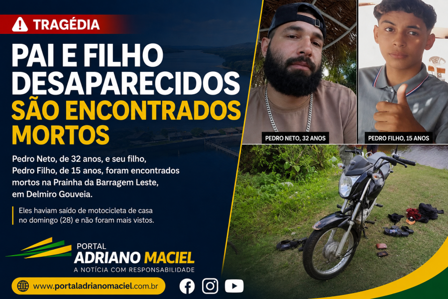 Pai e filho desaparecidos são encontrados sem vida na Barragem Leste, em Delmiro Gouveia