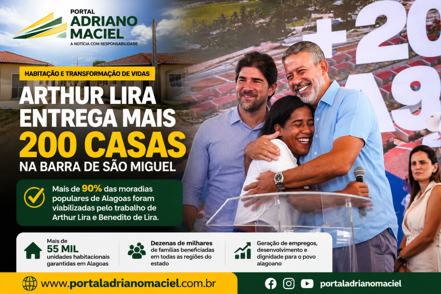 Com mais de 90% das moradias populares de Alagoas viabilizadas por seu trabalho, Arthur Lira celebra entrega de mais 200 casas na Barra de São Miguel