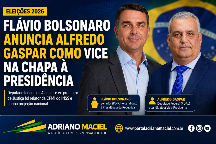Flávio Bolsonaro anuncia Alfredo Gaspar como vice na disputa pela Presidência da República