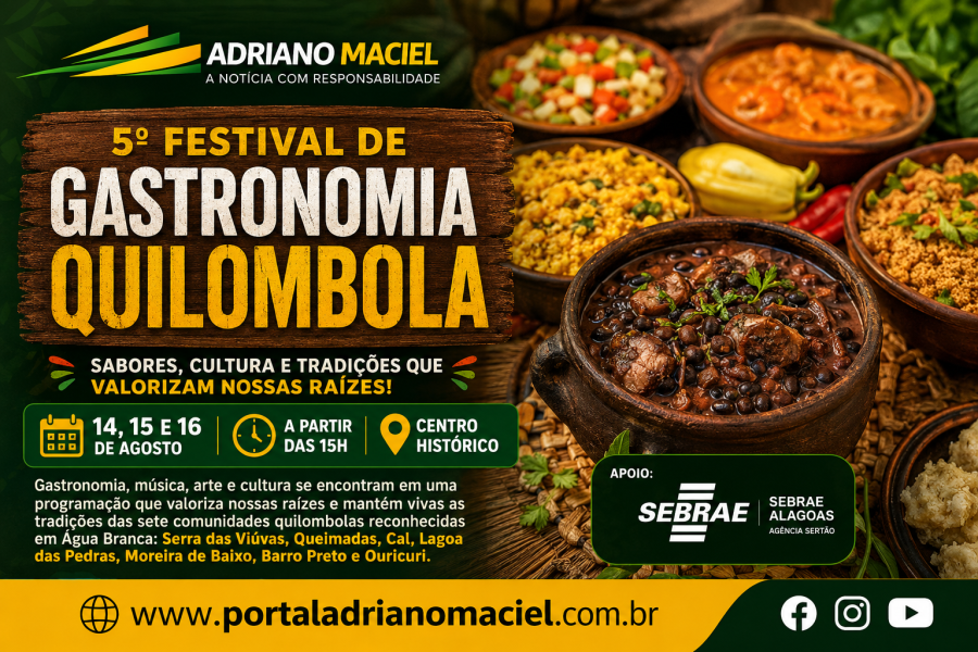 5º Festival de Gastronomia Quilombola promete celebrar sabores, cultura e tradições em Água Branca