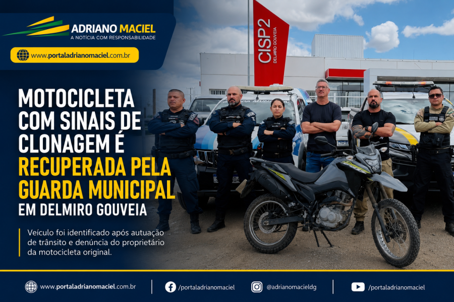 Motocicleta com sinais de clonagem é recuperada pela Guarda Municipal em Delmiro Gouveia