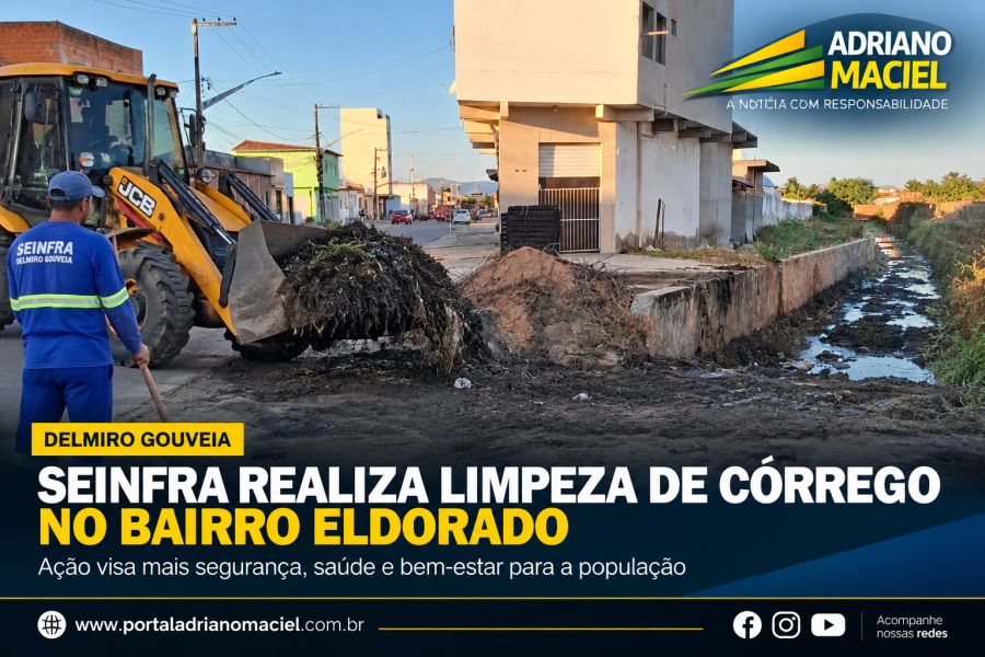 Seinfra realiza limpeza de córrego no bairro Eldorado, em Delmiro Gouveia