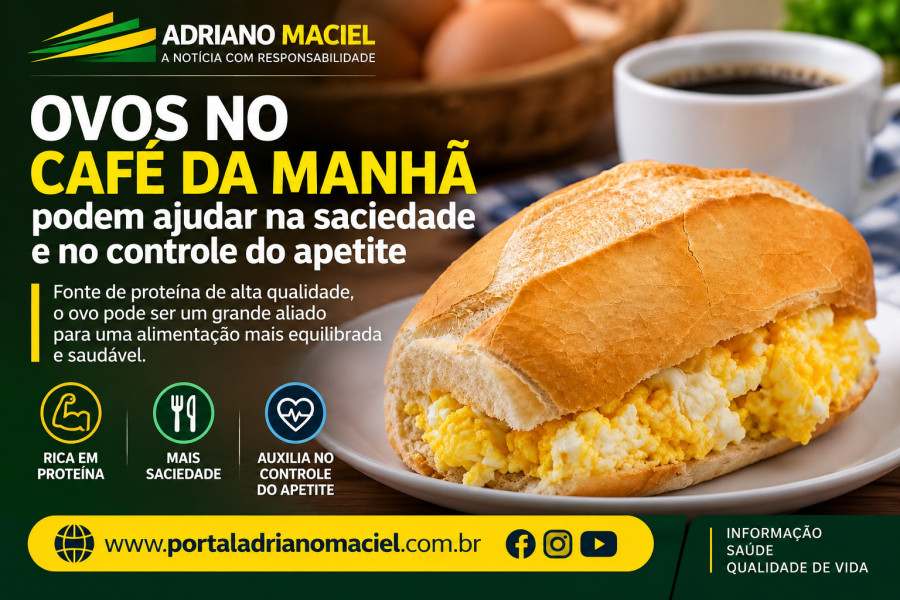 Ovos no café da manhã podem ajudar na saciedade e no controle do apetite