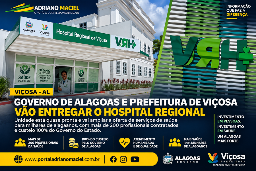 Hospital Regional de Viçosa entra na reta final e amplia oferta de saúde pública em Alagoas