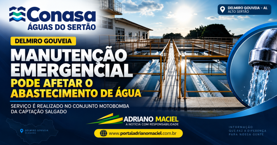 Manutenção emergencial na captação Salgado pode afetar abastecimento de água em Delmiro Gouveia