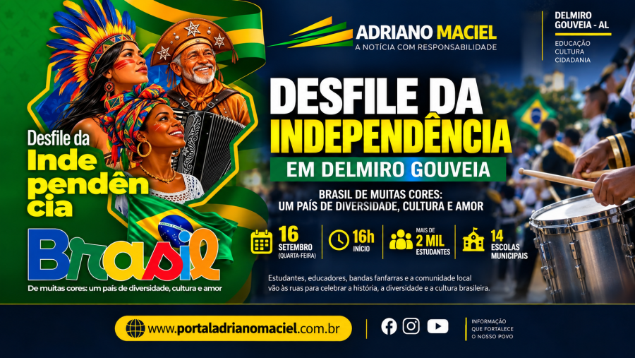 Delmiro Gouveia realiza Desfile da Independência com tema voltado à diversidade e à cultura nacional nesta quarta-feira (16)