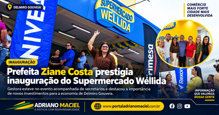 Prefeita Ziane Costa prestigia inauguração do Supermercado Wéllida e destaca geração de empregos em Delmiro Gouveia