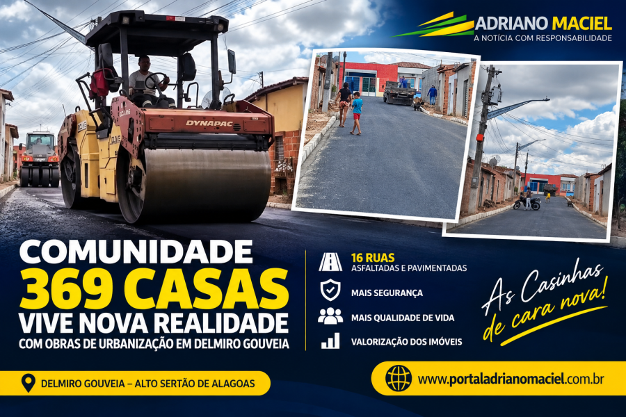 Comunidade 369 Casas vive nova realidade com obras de urbanização em Delmiro Gouveia