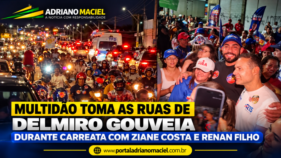 Multidão toma as ruas de Delmiro Gouveia durante carreata com Ziane Costa e Renan Filho