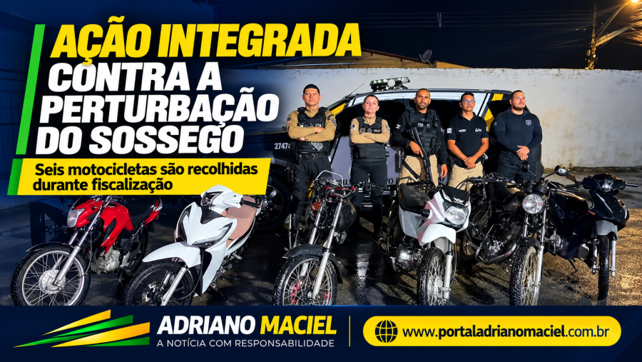 Ação integrada recolhe seis motocicletas durante fiscalização contra perturbação do sossego