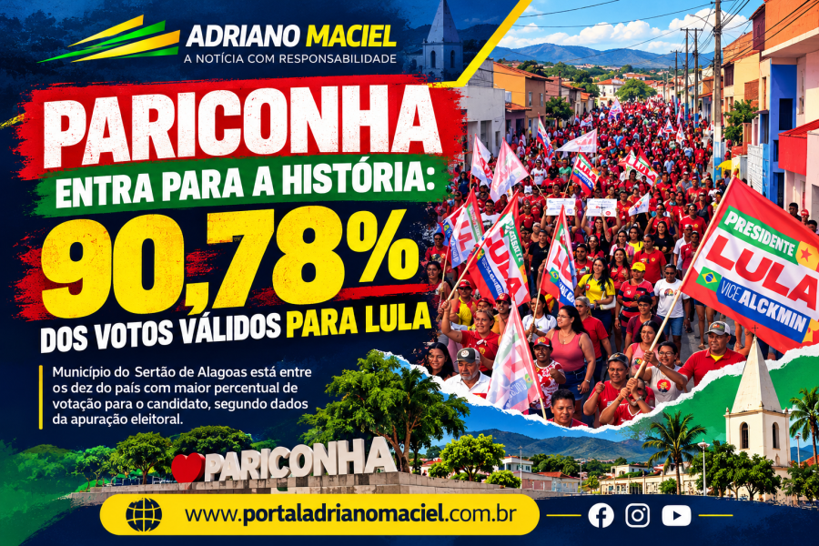 Pariconha registra 90,78% dos votos válidos para Lula e ganha destaque no cenário eleitoral
